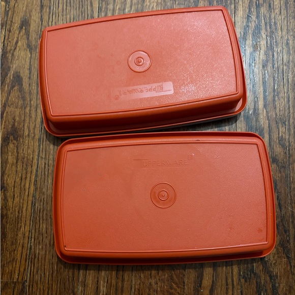 Tupperware Rectangular Food Storage Containers with Light Pink Lids - Picture 2 of 3